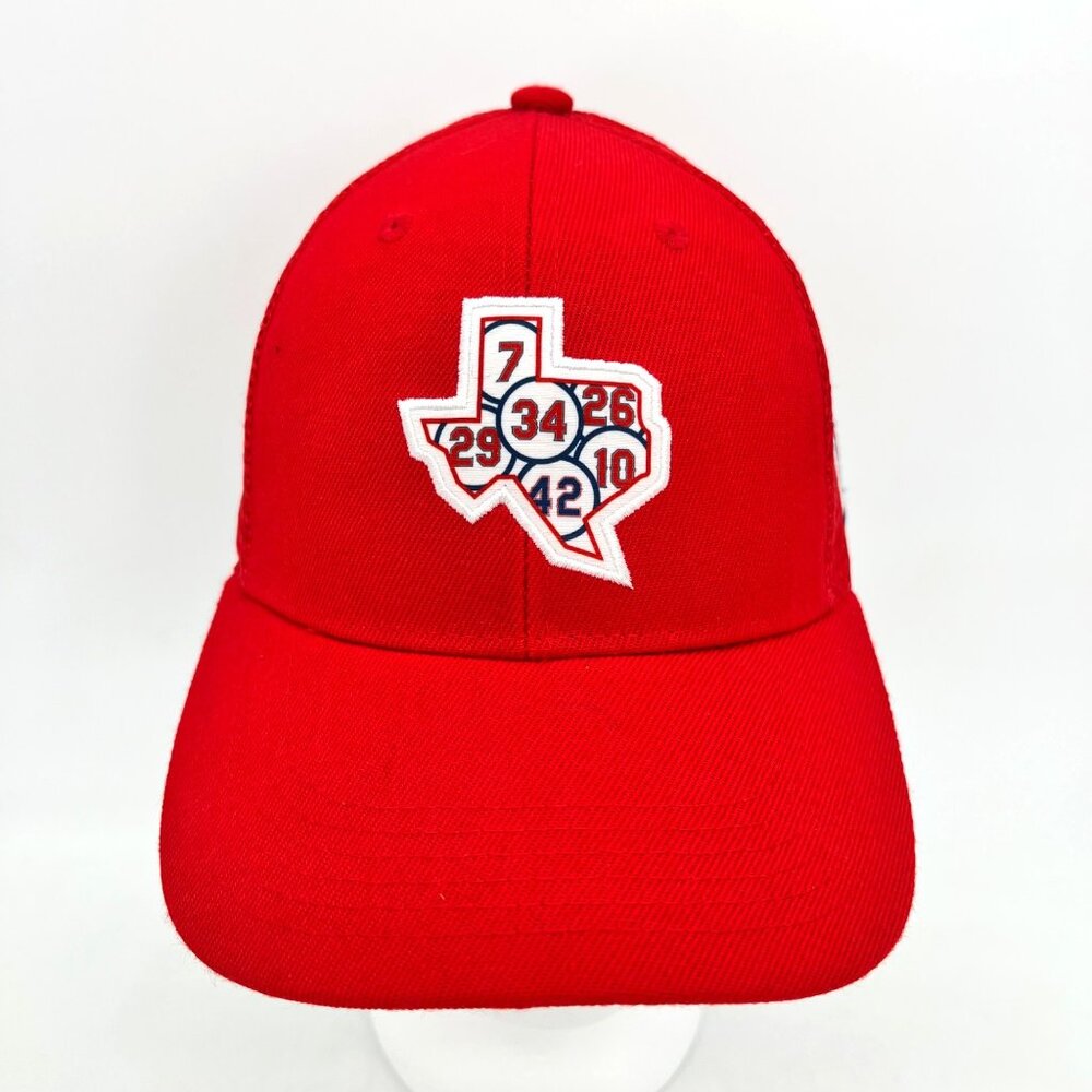 Texas Rangers Baseball MLB Trucker Hat Cap Red Snapback Mesh Back Retired #'s